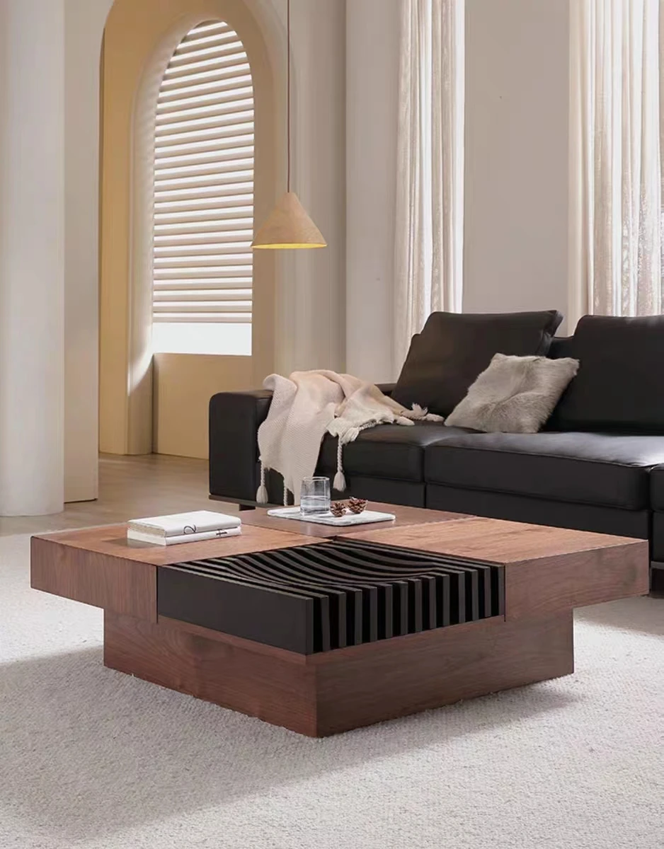 

/Walnut Bark Wood Frame Living Room Coffee Table Modern Living Room Furniture Square Coffee Table