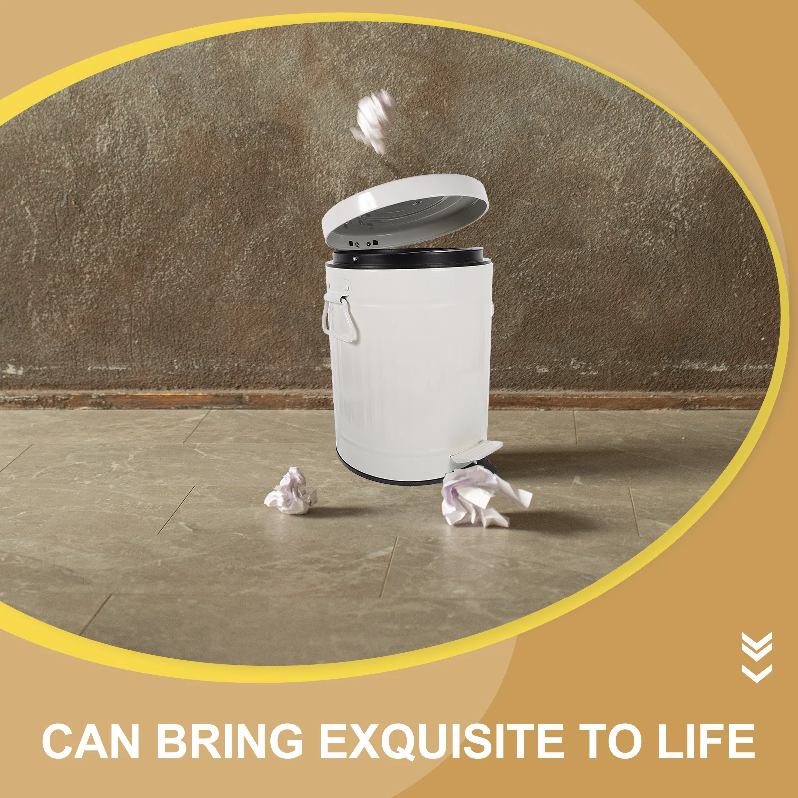 

Round Step Metal Trash Can Large Capacity Pedal Lid Garbage Bin for Bathroom Kitchen Office Narrow Space Trash Can