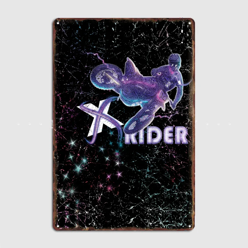 Motocross X Rider Neon Art Poster Retro Custom Sign Room Decoration Home Decor Club Bar Vintage Posters Indoor Wall Decor