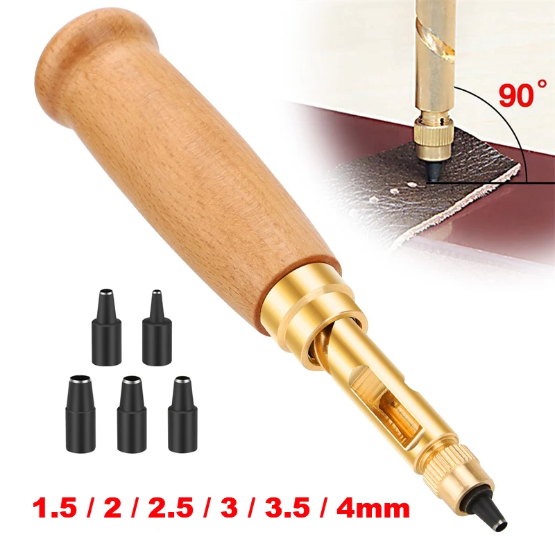 

Leather Punch Tools Set 1.5 / 2 / 2.5 / 3 / 3.5 / 4mm Adjustable Hole Setter DIY Craft Belt Strap Bag Manual Punching Machine
