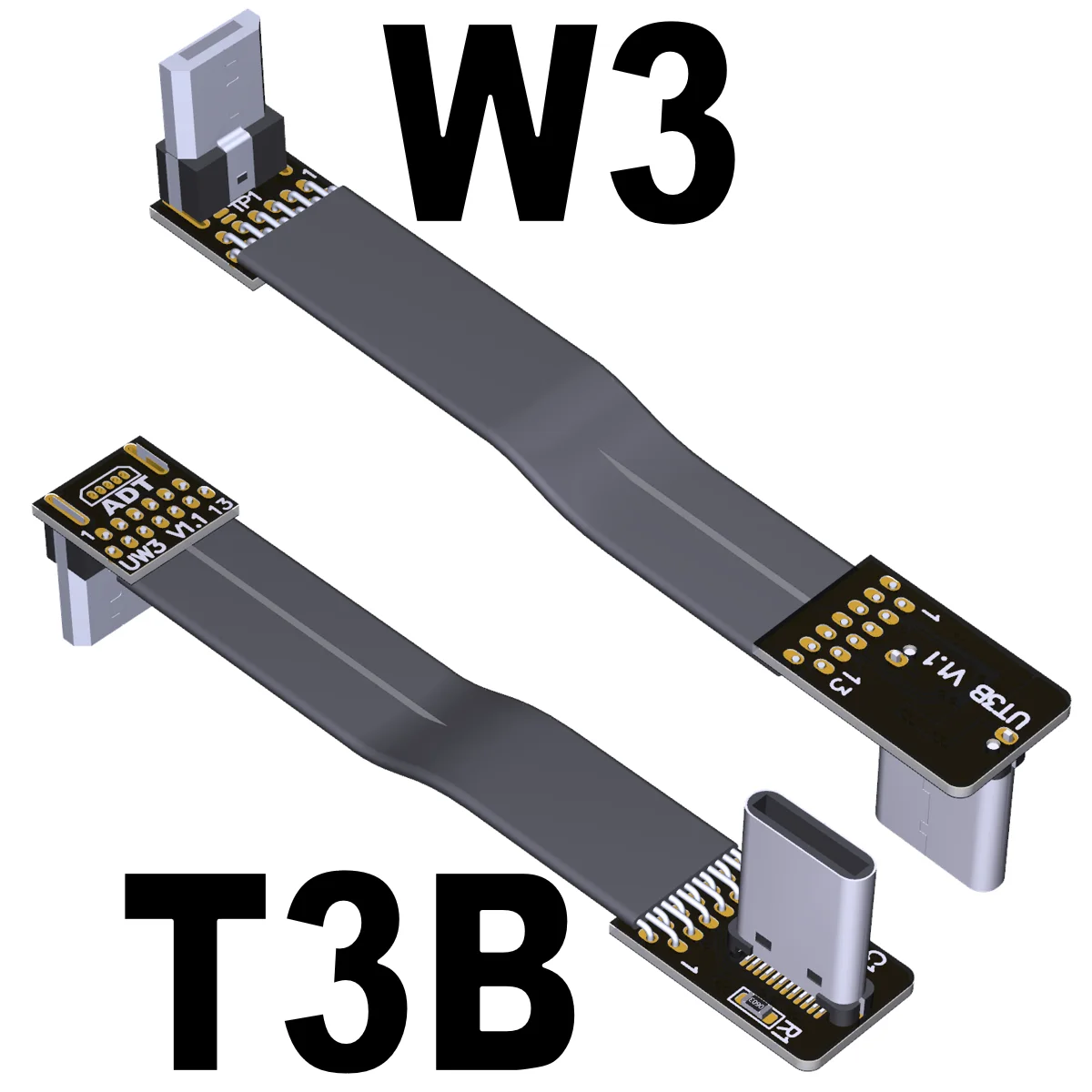 ADT 5CM-3M OTG Micro USB Ribbon Cable Type-C To Micro-B 2.0 Double Angle Male Female EMI Shielded Flat Extension Aerial FPV Cord