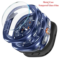 Caja de Metal + película de vidrio templado para Samsung Galaxy Watch Ultra 2025, cubierta protectora dura de 47mm para accesorios Galaxy Watch Ultra