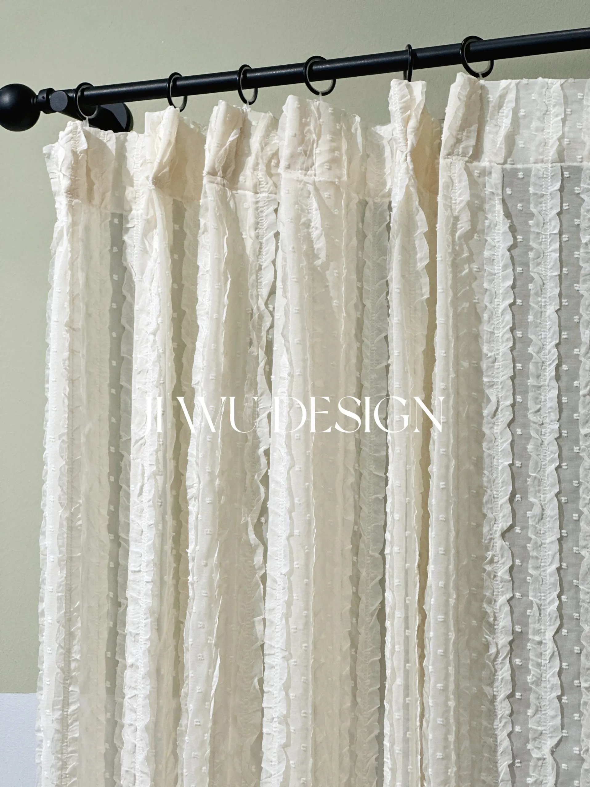 French Cream Puff Beige Pleated Lace Window Screen Multi-layer Screen Living Room Bedroom French Window Balcony Customized