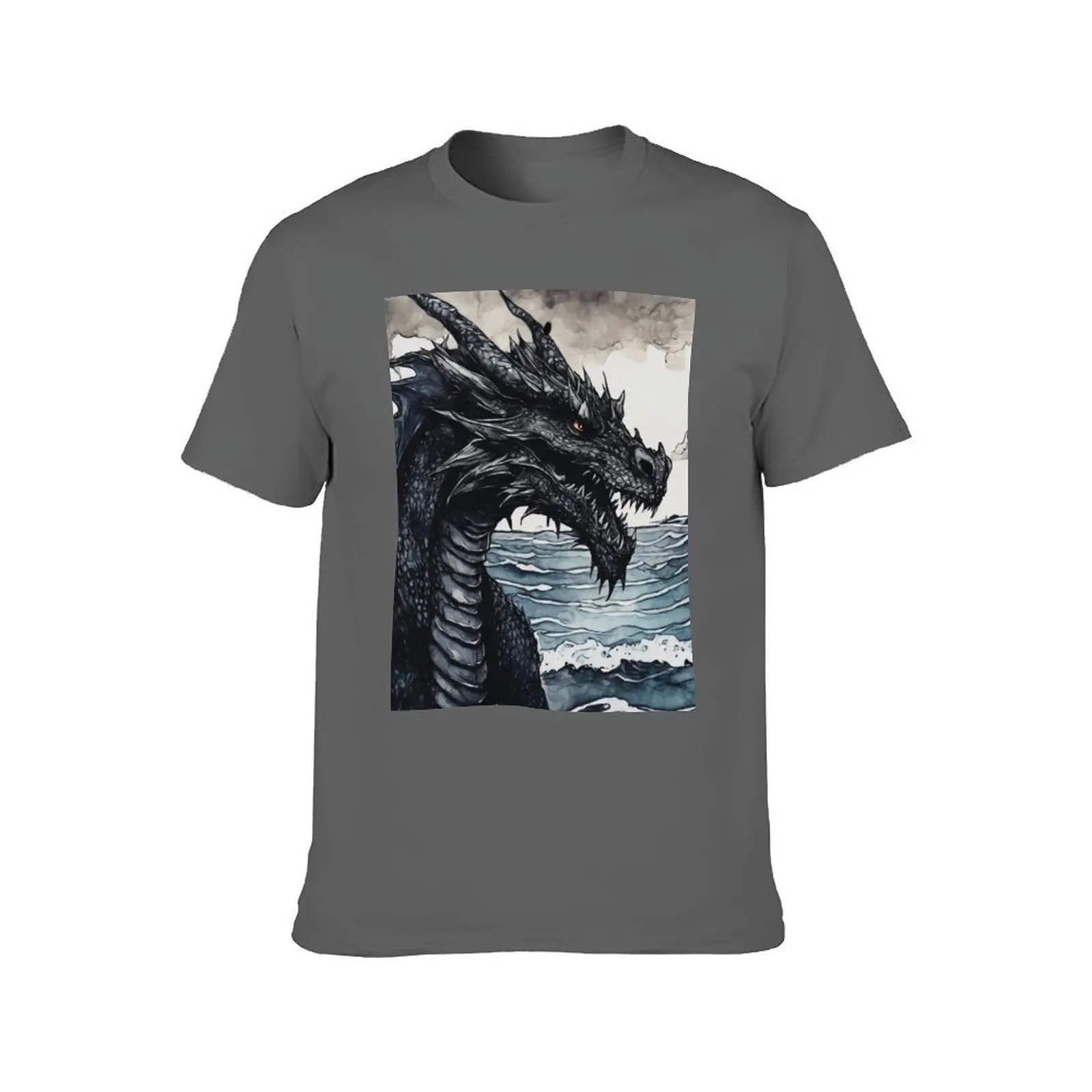 Dragon - Watercolor painting 12 T-Shirt graphic shirts luxury t-shirt T-shirts for men cotton