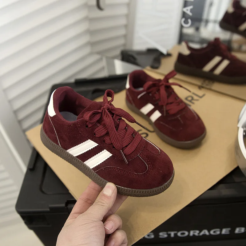 

Girls Shoes Kids Korean Fashion Sneakers Boys Versatile Non Slip Shoes Children Soft Soles Vintage Front Lace Up Casual Shoes