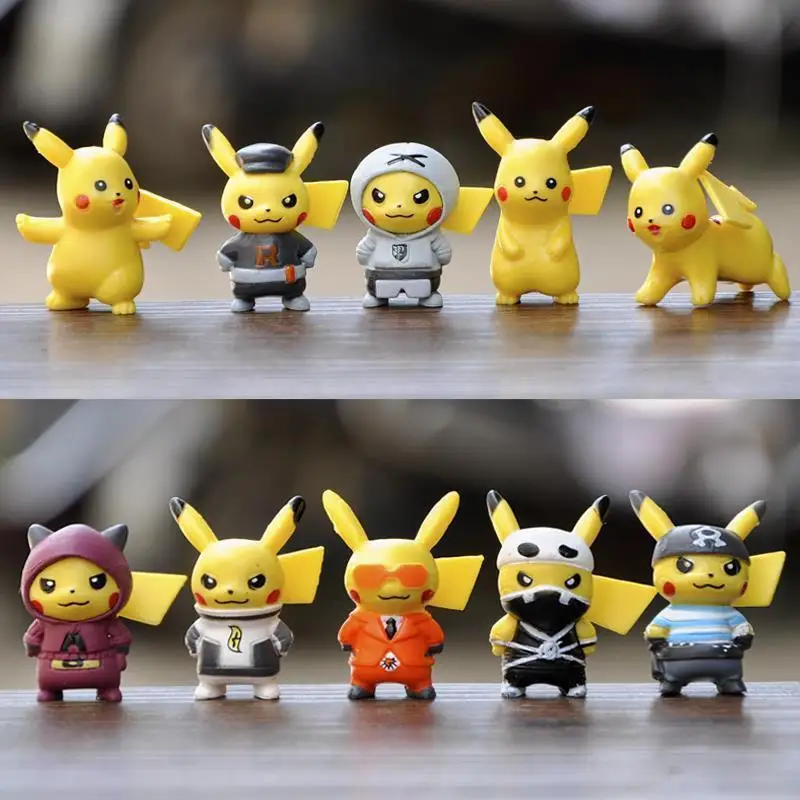 10pcs/set Pikachued Mini Figures Pvc Action Figures Cartoon Super Mini Ninja Pikachu Series Children\'s Toys Christmas Gift