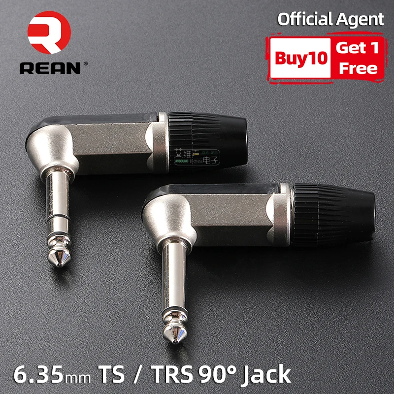 Neutrik's REAN jack 6.35 TS TRS 90 ° L w kształcie łamany kątowy jack Stereo / Mono 2 3 Pole 6.5 1/4 mikrofon gitara Audio NYS207 208