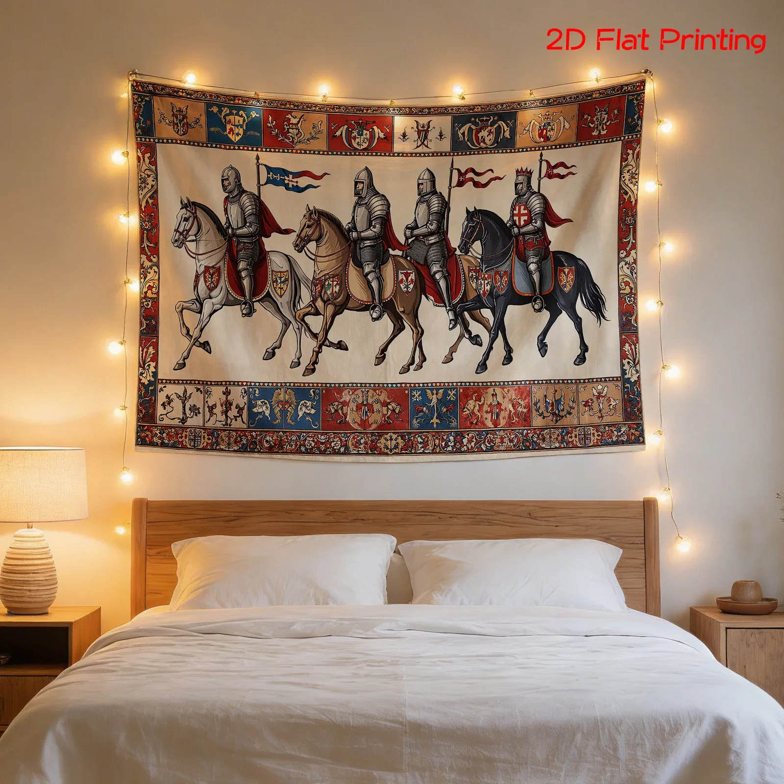 Large Medieval Knights Tapestry Wall Art Printing Renaissance European Royalty History Home Decor Tapestry Canvas