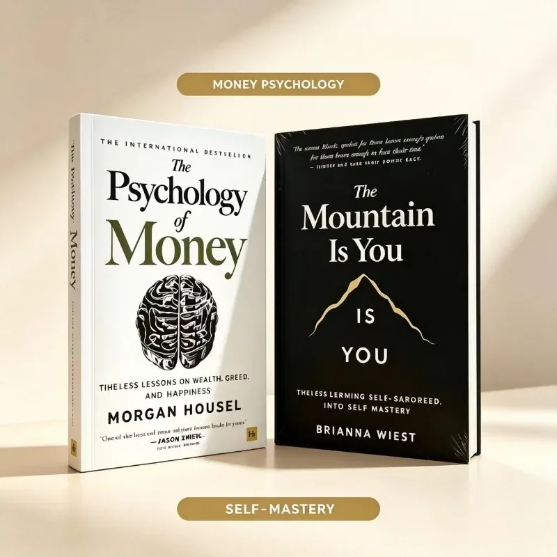 2 Books Hot Bestseller Set The Psychology of Money & The Mountain Is You Self Help Personal Growth Finance Book Psychology