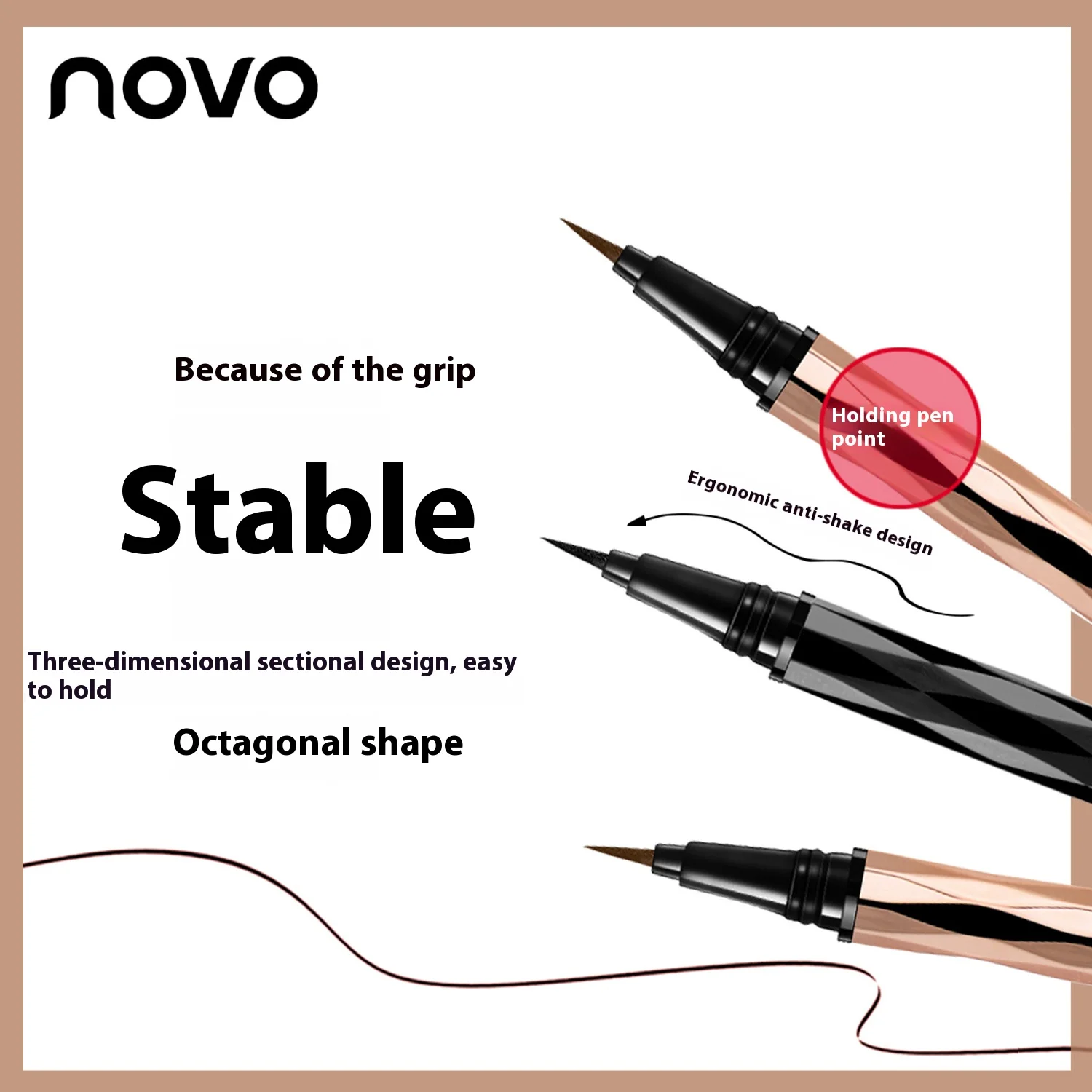 قلم كحل NOVO مقاوم للماء والعرق مع تركيبة ملونة سريعة التي يبقى ولا يتلطخ. #5