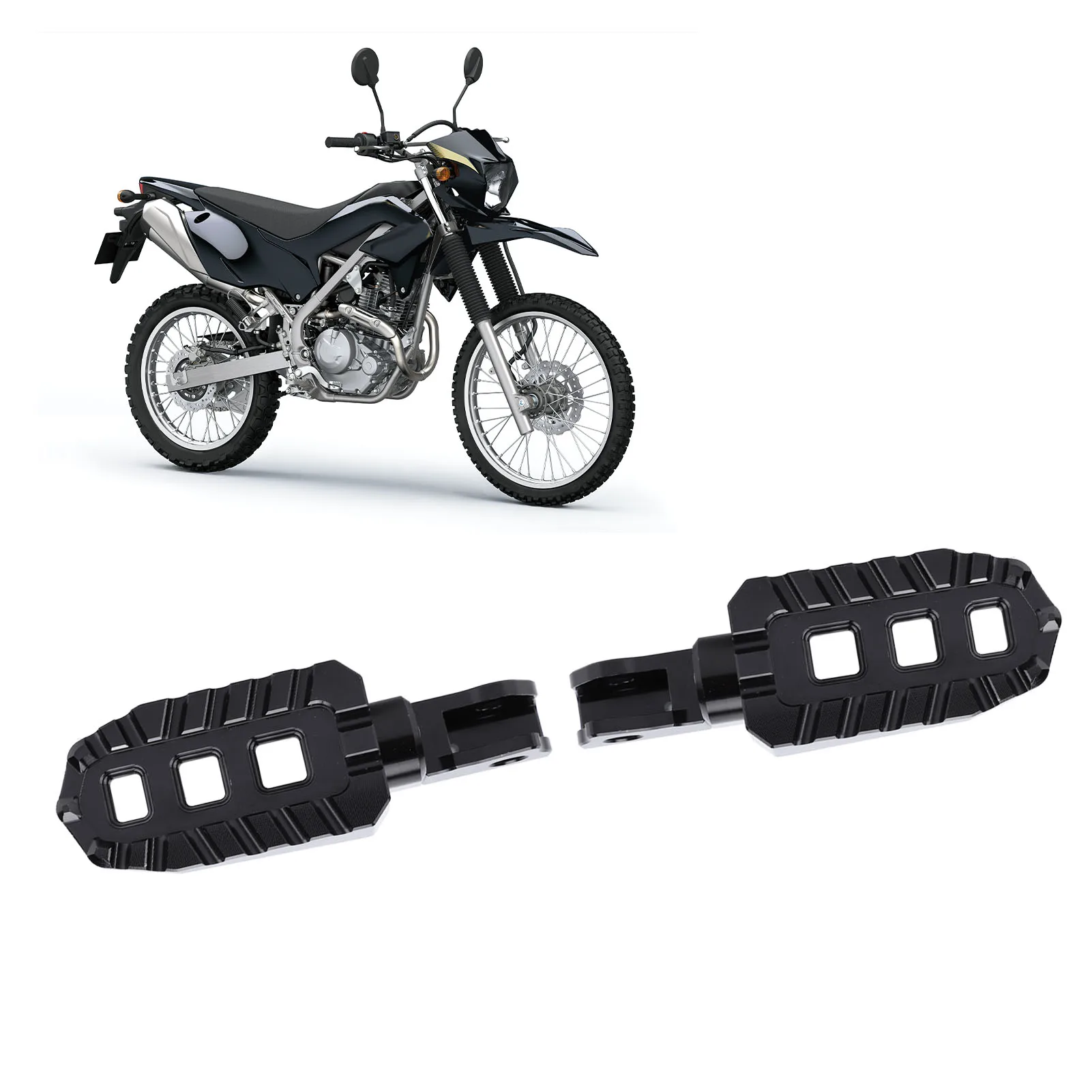 

Pair of Motorcycle Wide Front Foot Peg Anti Slip Footpegs Adjustable Height for KLX 230 S R 2020 to 2024