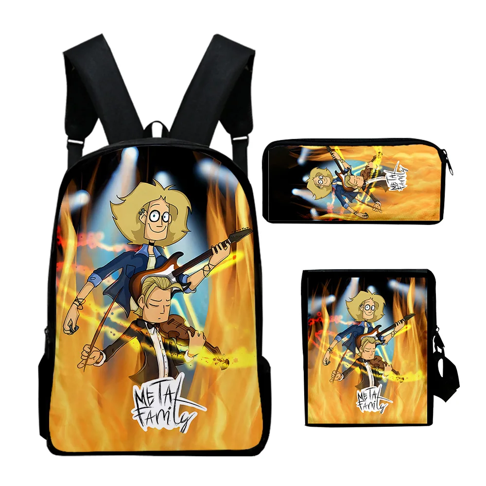 

Popular Metal Family Anime 3D Print 3pcs/Set pupil School Bags Laptop Daypack Backpack Inclined shoulder bag Pencil Case