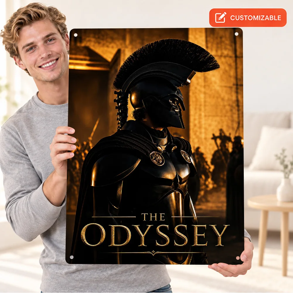 The Odyssey Spartan Warrior Aluminum Poster Customized Metal Sign Graphic Illustrative Wall Art For Office Decor Birthday Gift
