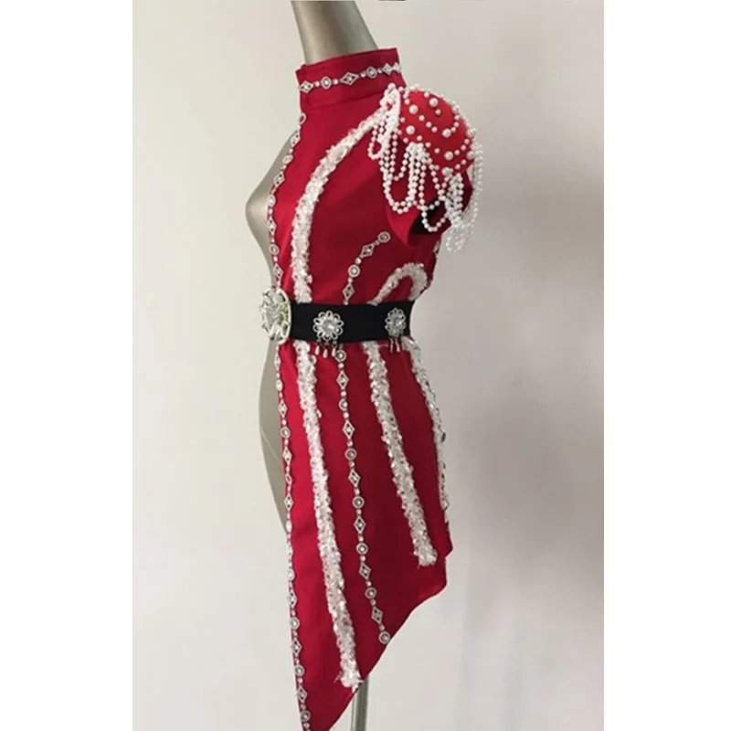 Patchwork Space ไนท์คลับบาร์เครื่องแต่งกาย Ds นักร้องหญิงเซ็กซี่ Dj Stage ชุดเพิร์ลฝ่ายเดียวเสื้อคลุมเต้นรําชุดบอดี้สูทสําหรับสตรี