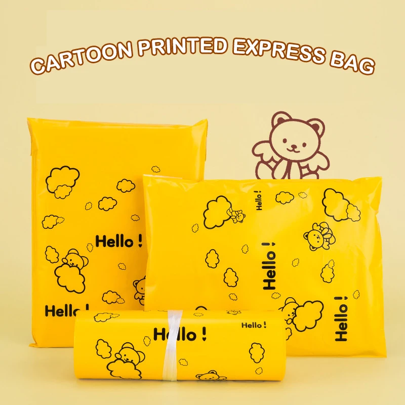 High Beauty Colorful Bear Small Card Packaging Waterproof Bag Aircraft Box Self adhesive Plastic Logistics Bag