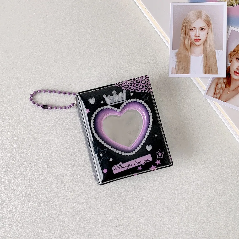 Mini Crown Love Heart Korean Photocard Holder PVC Card Cover Hanging Decoration ID Photo Photocard Frame Picture Idol Photo Card