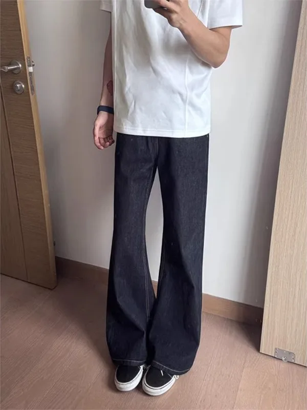 

Американские ретро-джинсы из денима оригинального цвета, расклешенные, мужские, весна-осень, прямые, зауженные, повседневные, свободного кроя