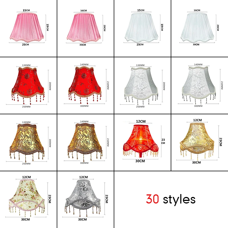 European Style Table Lamp Shade Cloth Bedside Wall Light Lamp Shades Fringe Beads Lamp Cover Decor Table Lamp Cover E27