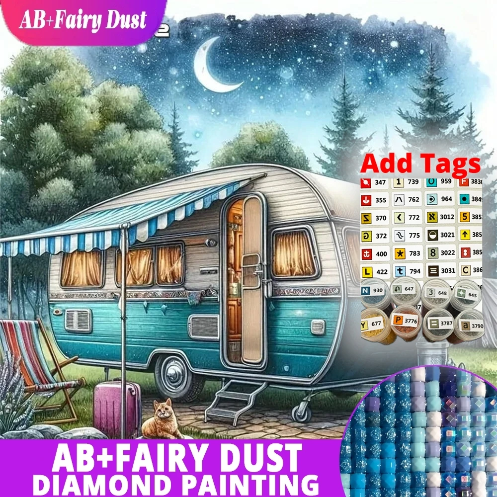 

Наклейки AB Fairy Dust DMC для алмазной вышивки, пейзаж с автодомом, DIY, акриловые материалы для рукоделия, уникальный подарок