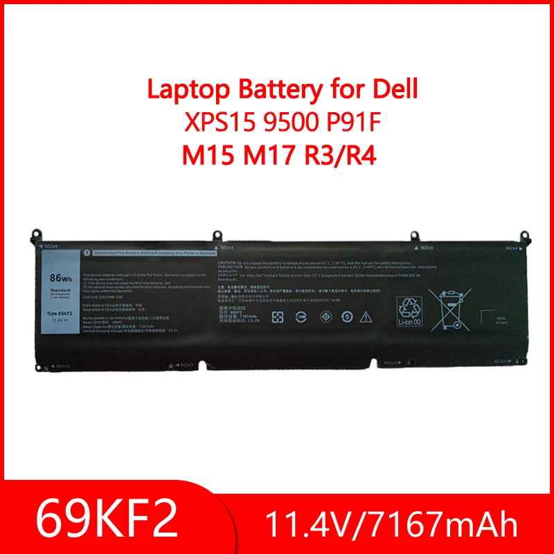 

New 69KF2 for Dell X-PS 15 9500 P-recision 5550 Battery Laptop Battery 69KF2 8FCTC 70N2F M15 M17 R3/R4 Battery
