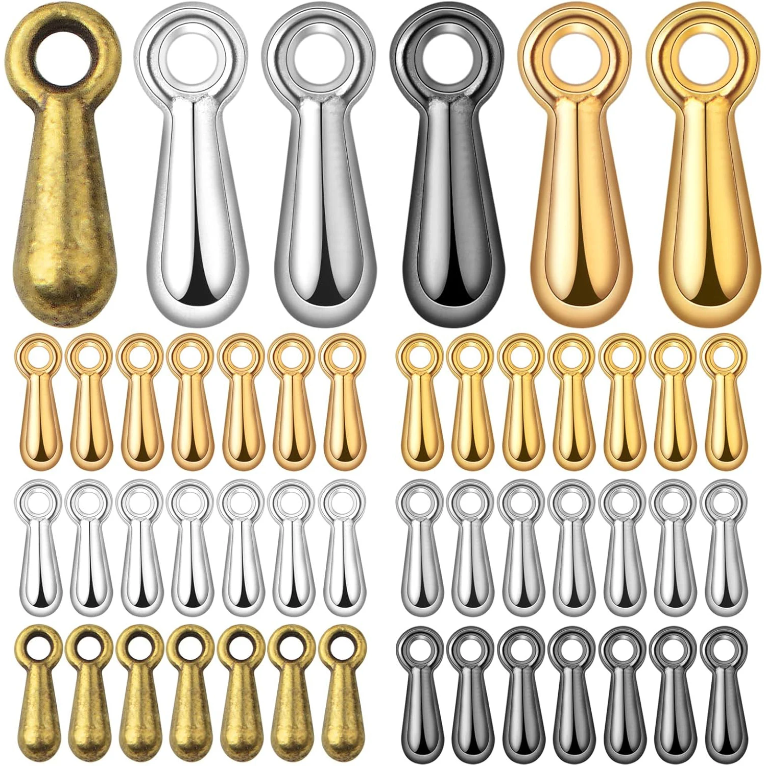 

600pcs Teardrop Bead Charms Oval Extender Chain End Drop Dangle Charms Droplet Tail Chain Pendants for DIY Necklace Bracelet