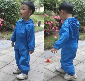 キッズレインスーツ & 水たまりスーツベビーワンピースレインコート防水通気性屋外男の子レインウェア女の子全体薄型換気