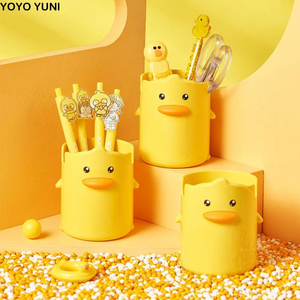 

Stationery Organizer Home Decor Home/Office Supplies Pencil Case Student Stationery Yellow Duck Pen Holder Desktop Storage Box