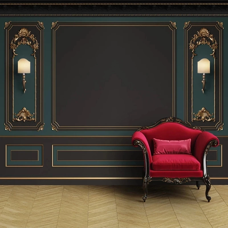 Customized Mural 3D European Golden Relief Luxury Bedroom Wallpaper Living room sofa TV background wall restaurant study Hotel