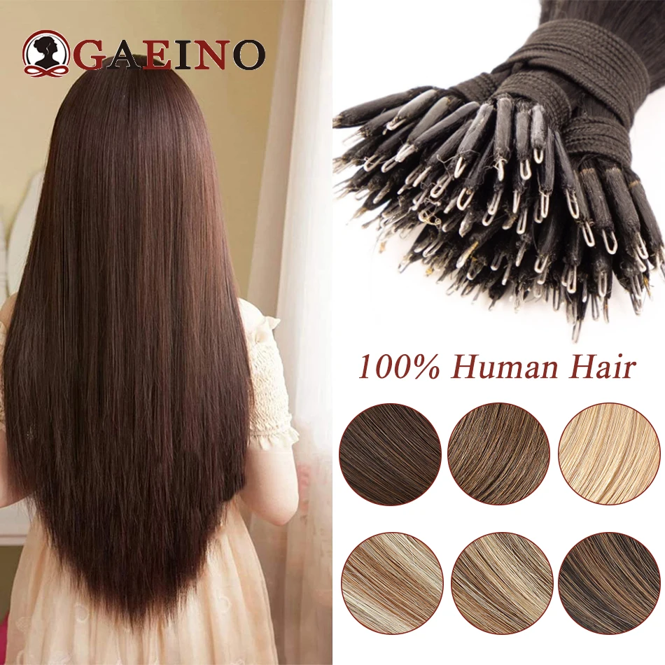 Straight Nano Hair Extensions Real Human Hair 2# Dark Brown Microring Hair Extensions Nano Link Extensions For Salon 1G/Pc