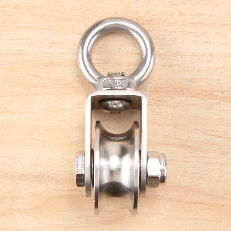 U Type Swivel Pulley 304 Stainless Steel Duplex Bearing Silent Detachable 360 Degree Rotation Heavy Duty Traction Wheel