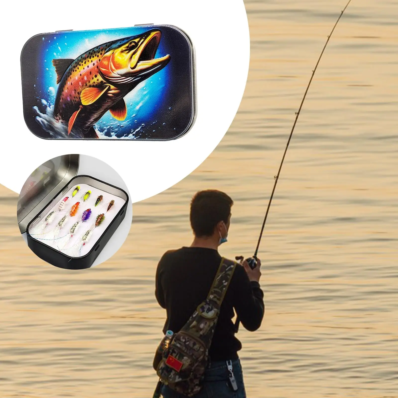 Portable Durable Fly Fishing Flies Box Practical Fly Hook Box Metal Sturdy Fishing Tackle Box,Fishing Tackle Organizer Accessori