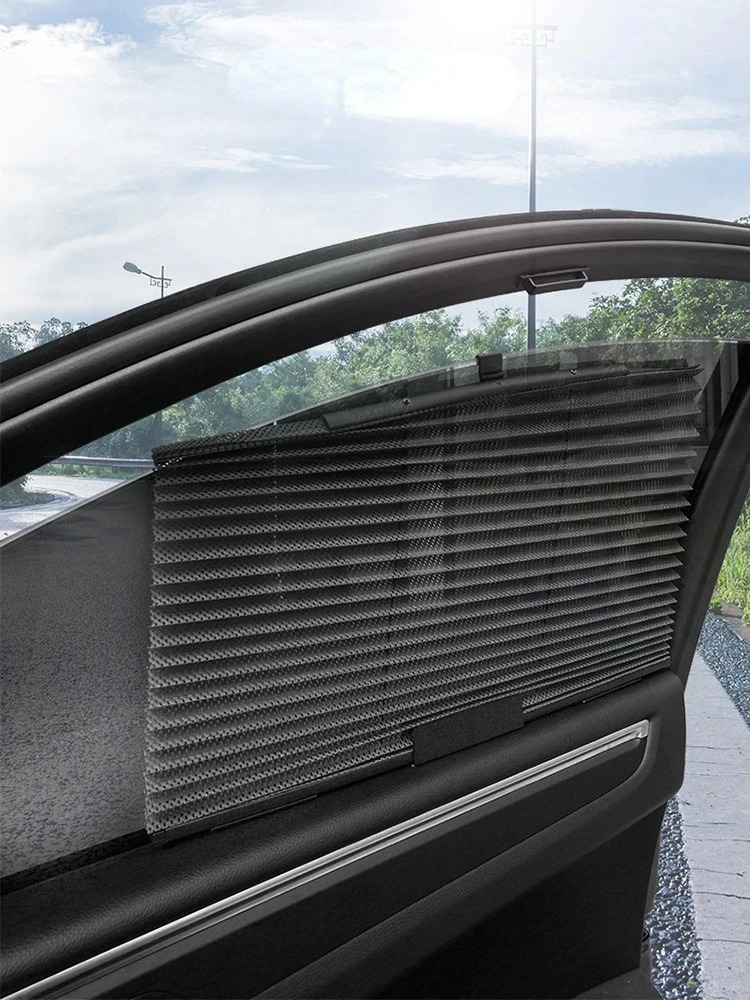 1 Stück faltbarer Auto-Seiten-Sonnenschutz, einziehbarer Sonnenschutz für die Front-/Heckscheibe, Netz-UV-Schutzvorhang, faltbarer Auto-LKW-Sonnenschutz – Detail 1