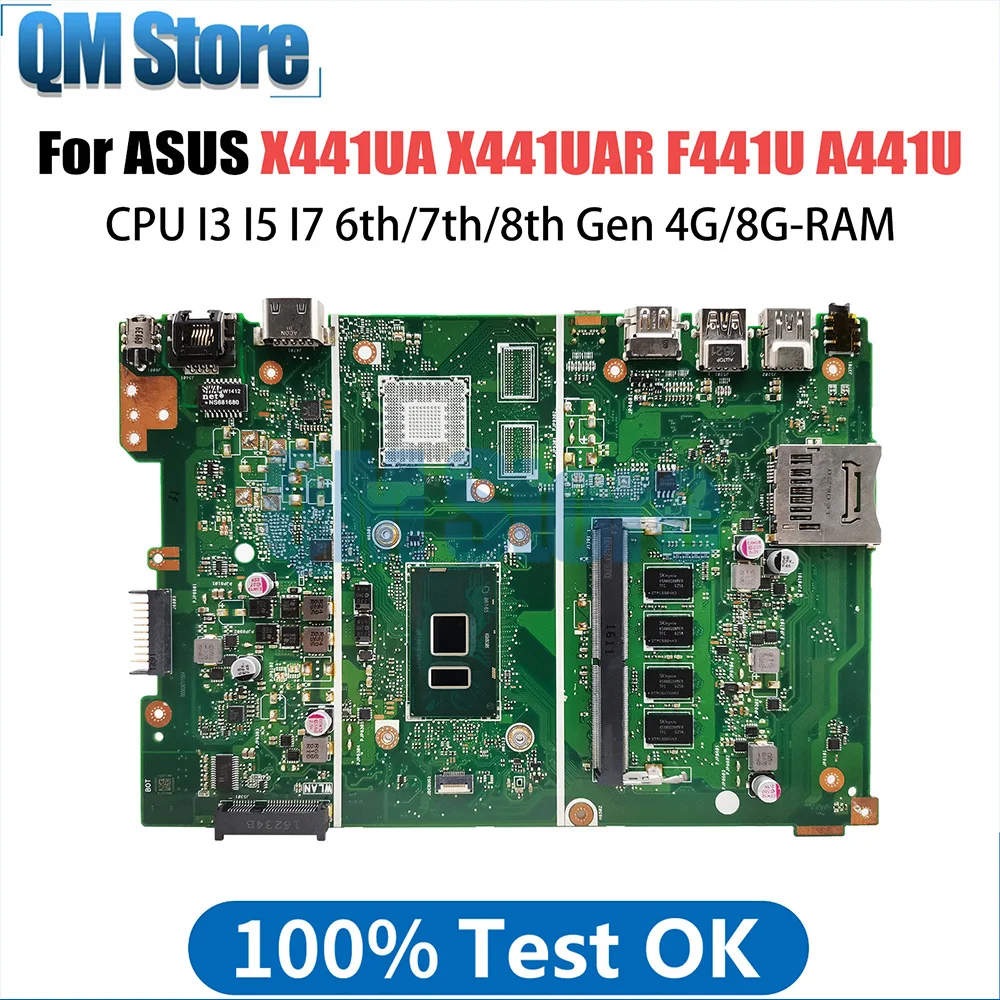 X441UA Notebook Mainboard For ASUS X441UV X441U F441U A441U X441UAR X441UAK Laptop Motherboard I3 I5 I7 CPU RAM 4G 8G