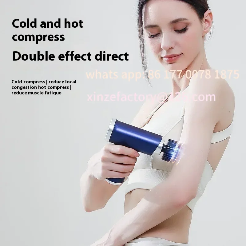 

Electric massage gun with hot and cold head and pocket, large and small deep tissue fascia gun