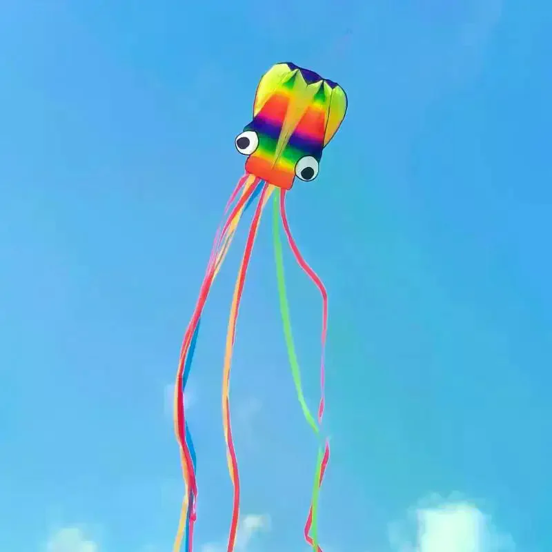 1 Set riesige weiche Drachen für Erwachsene, Outdoor-Spielzeug, regenbogenfarbener 3D-Krake-Weichdrachen, 4 m riesiger Drachen mit 100 m Reifenlinie