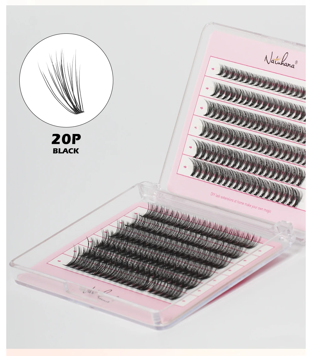 NATUHANA 10D 20D 30D 40D Cluster Wimpern DIY Nerz Einzelne Wimpern Vorgefertigte Volumen Fan Faux Cils für Make-up-Tools – Detail 13