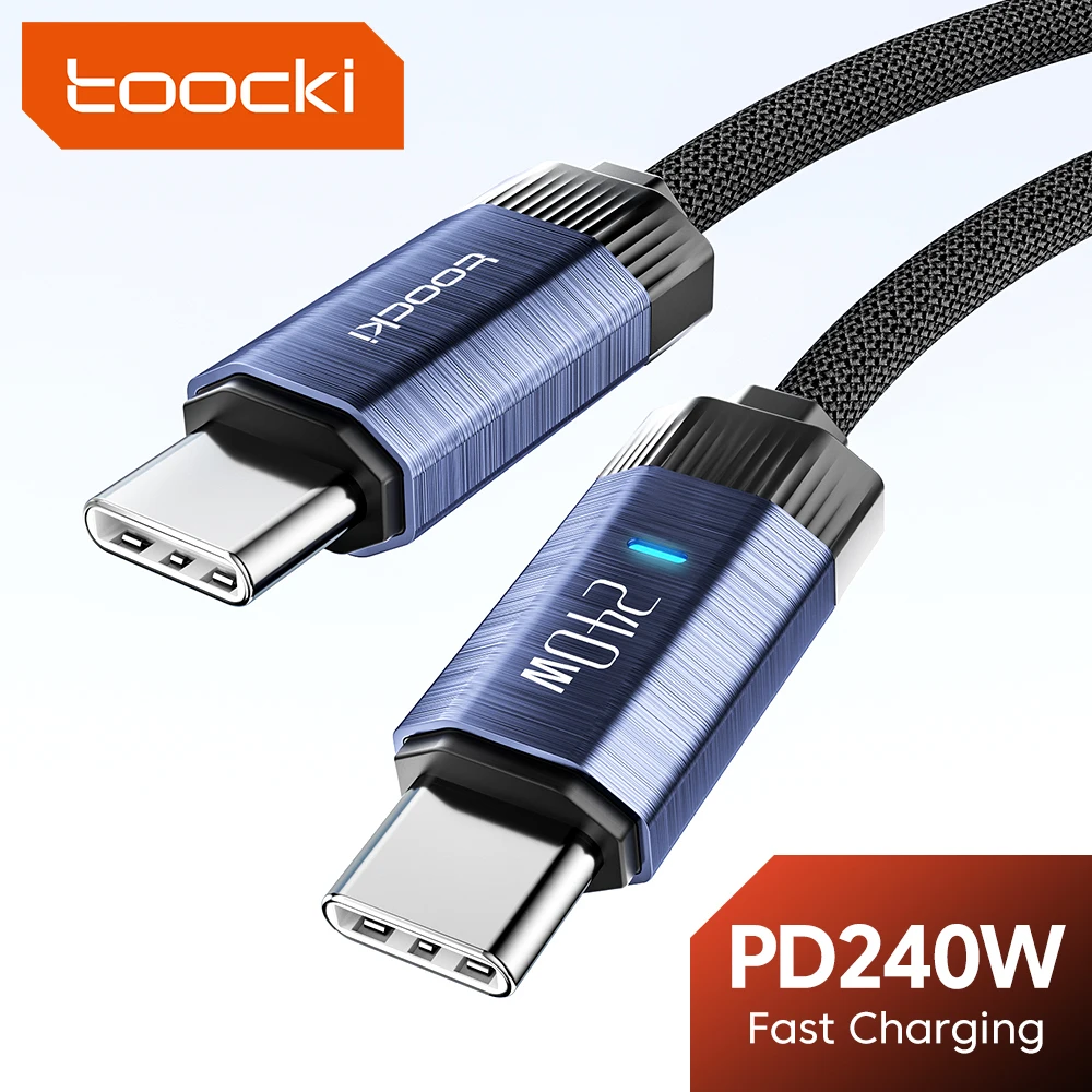 Toocki 100W USB C to USB C Cable PD3.1 240W Fast Charge 5A Type C to Type C Charger Cable for Macbook Samsung Xiaomi Realme POCO