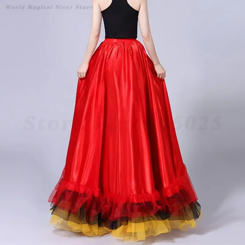 Faldas oscilantes de talla grande, ropa de práctica de Tango Flamenco largo gitano, falda de baile Flamenco tradicional española, disfraz de bailarina clásica