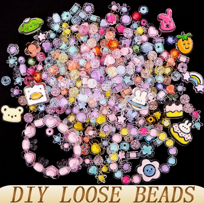 DIY Cute Colorful Beads Bracelets Craft Girls Toys for Kids Children Arts Beading Necklace Making Kit Women Jewelry Accessories