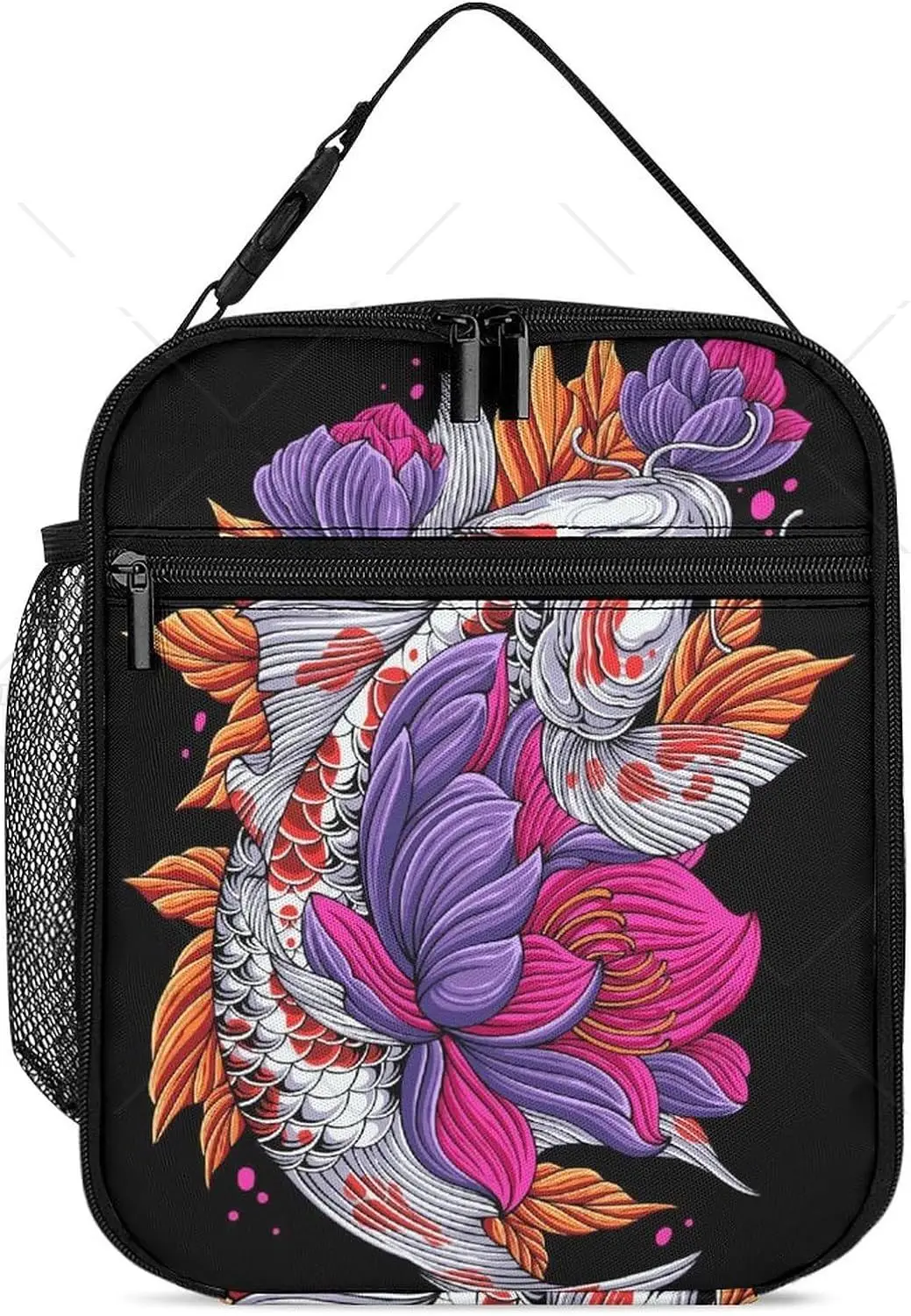 Colorful-koi-fish Print Rectangular Lunch Bag Insulated Portable Lunch Box Tote Bags for Adults Men Women Travel Picnic Office