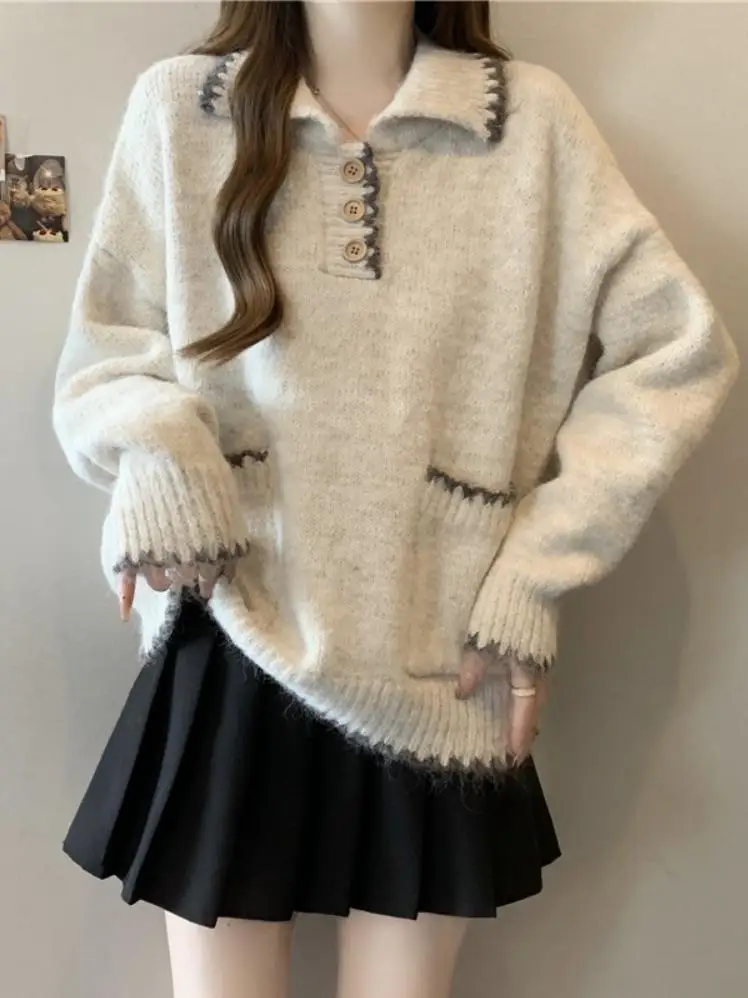 

Loose Lazy High-End Ne Knitted Sweater Women's Autumn Winter plus Size Fat MM Slimming Base Layer Top