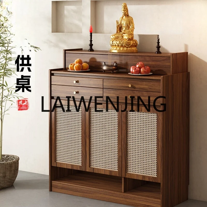 

Solid wood rattan supply table Buddha household Shentai Buddha table rural incense middle hall cabinet