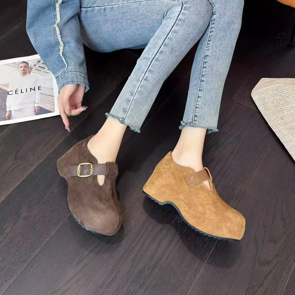 

2026 New Baotou Half Slipper Women's Outside Wear Spring Autumn All-match Platform Heightened Comfortable French Mary Jane Shoes