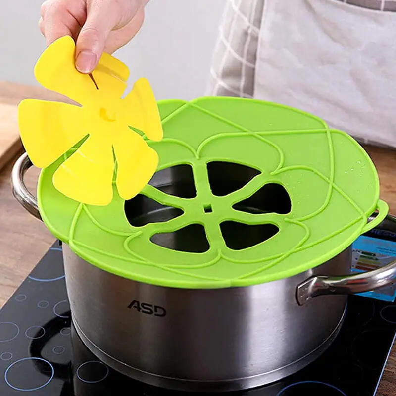 Silicone Spill Stopper Boil Over Safeguard Silicone Spill Stopper Pot Pan Lid Multi-Function Kitchen Tool