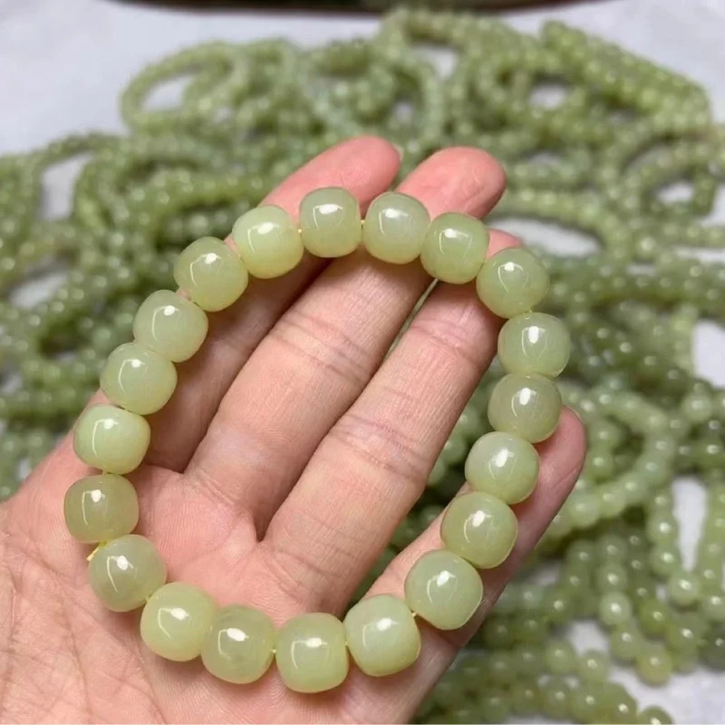 Hetian Jade Yellow Mouth Material 9/10Mmdiy Accessories Scattered Buddha Beads Bracelet