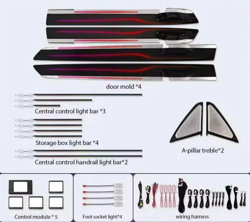 Bluetooth APP Control 64 Colors RGB LED Ambient Light Kit Car Interior Atmosphere Light for 2009-2015 BMW 7 Series F01