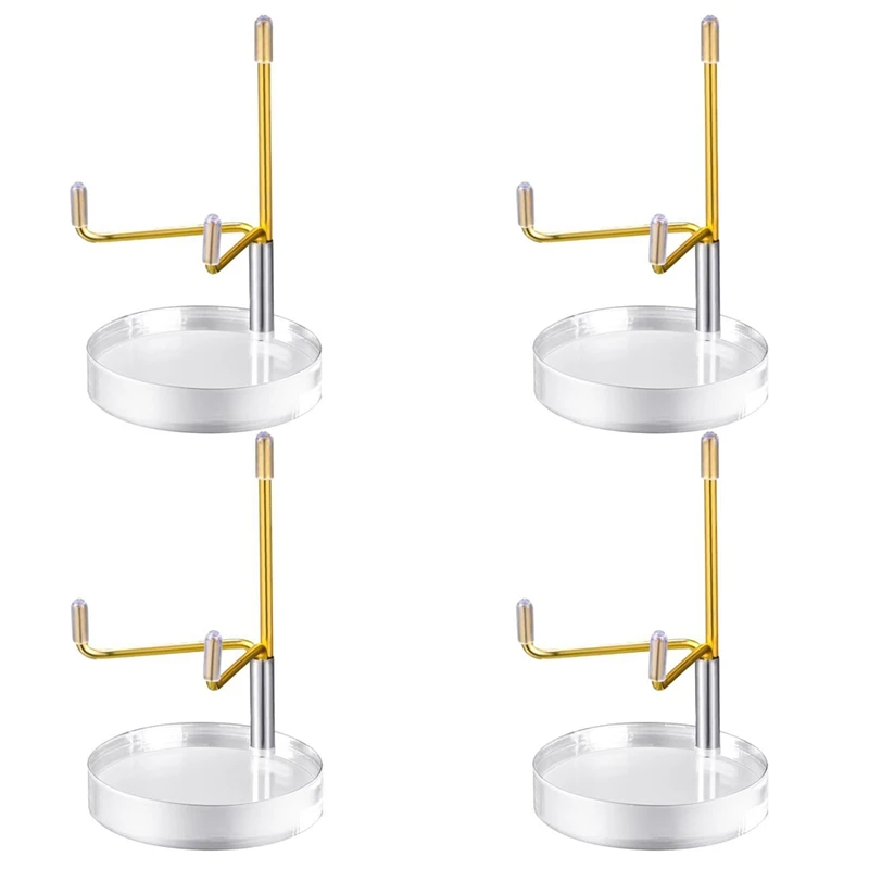 4 Pcs Clear Acrylic Display Stand Holder With Adjustable Metal Arms Display Stand Easel For Crystal Gemstones Rock Easy Install