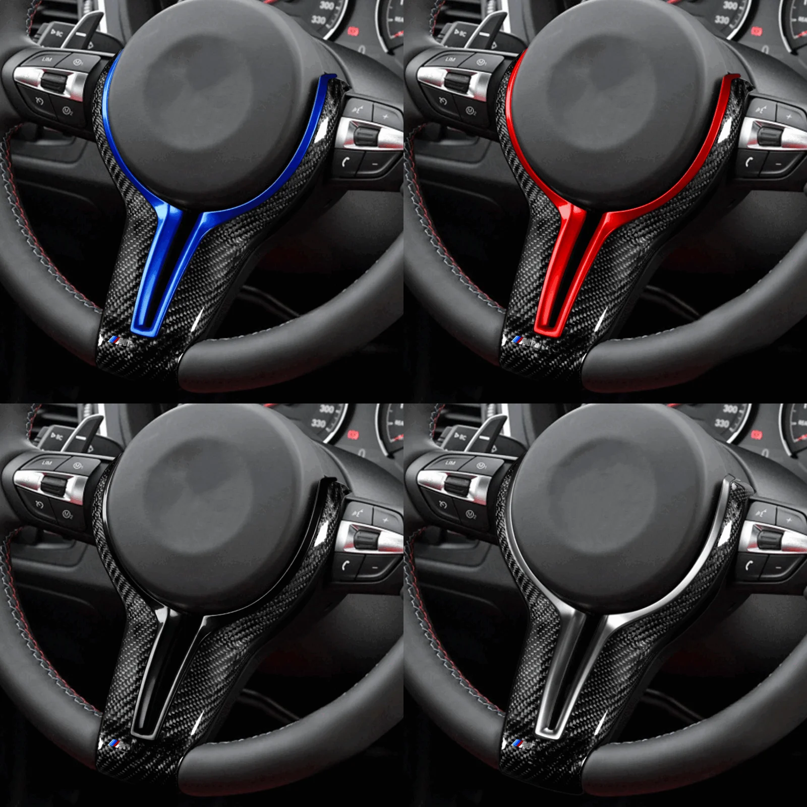 

Fit For BMW M X5M X6M Series 1-6 Blue Carbon Fiber Steering Wheel Trim Replace