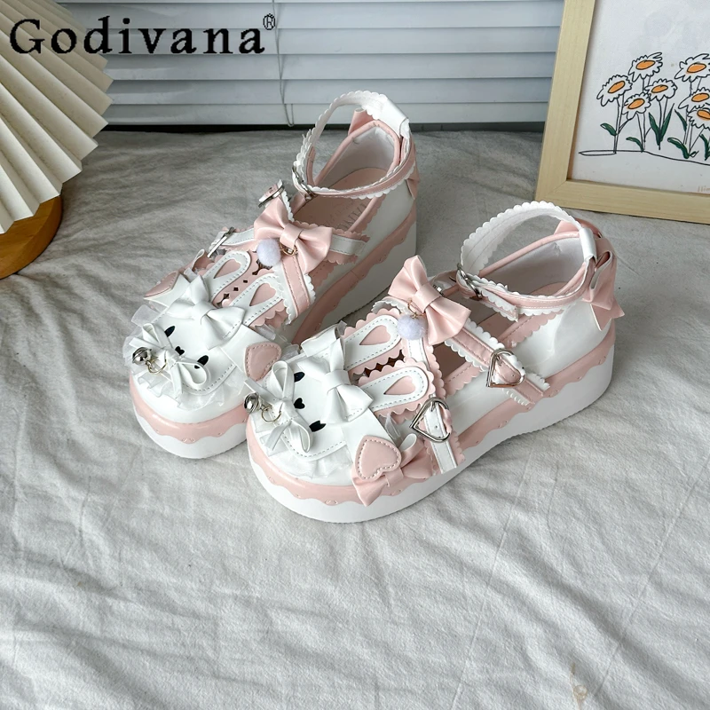 لطيف لوليتا واحدة لوليتا الأميرة أحذية نسائية جديدة حلوة الشباب تنوعا JK لو أحذية الإناث مقوس دانتيل أحذية جلدية واحدة #2