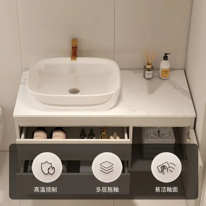 Modern Bathroom Cabinets Smart Mirror Cabinet Ceramic Top Basin Simple Bathroom Vanity Cabinet with Sink Bathroom Furniture